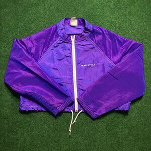 Vintage Womens Surf Style Reflective Purple Cropped Windbreaker Medium/Large